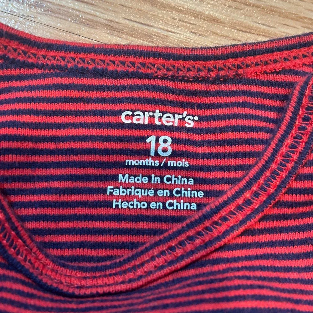 Carters Baby Boy Bodysuit Lot of‎ 4 Blue Red Green Grey 18M 24M Striped Graphic